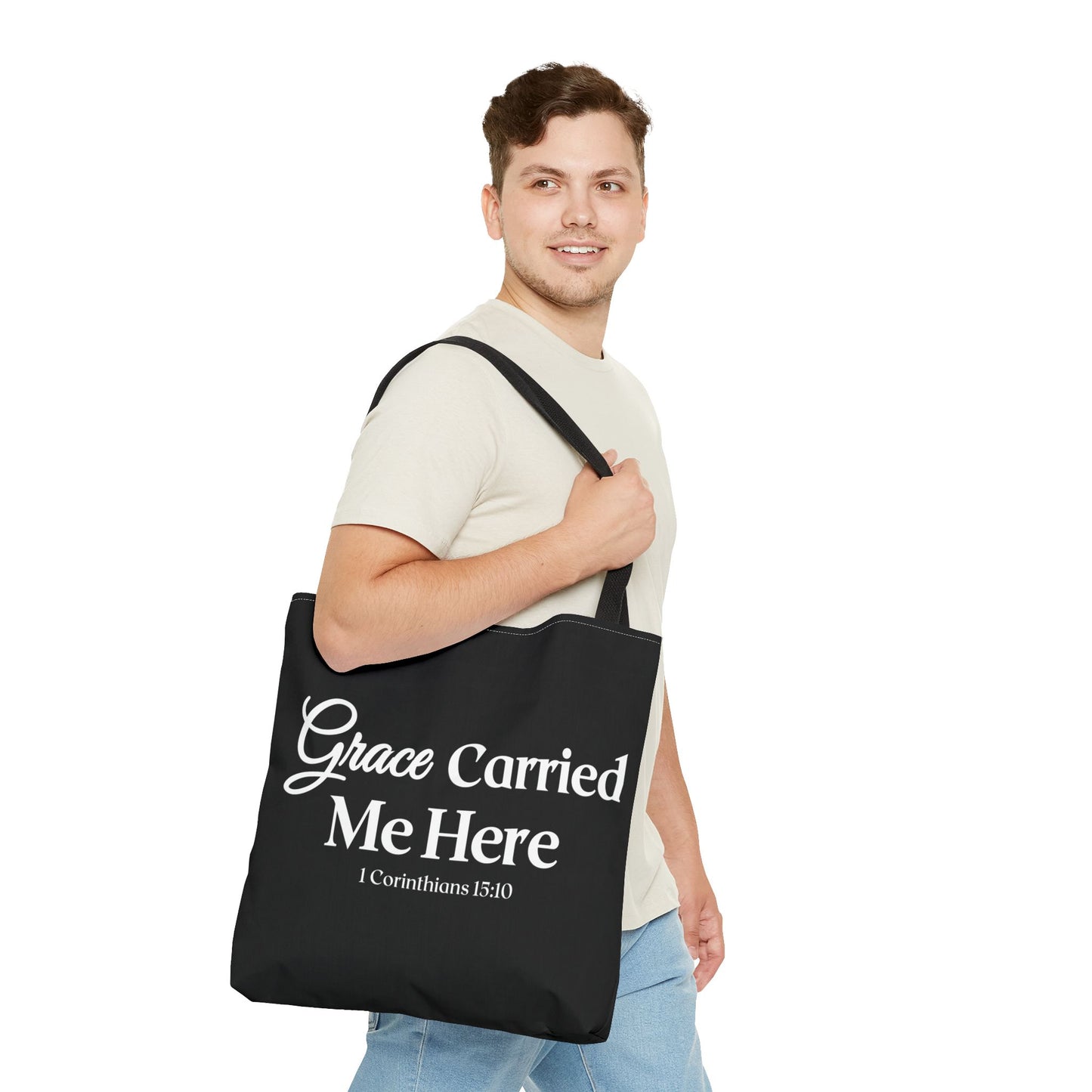 Faith-Inspired Tote Bag - "Grace Carried Me Here"